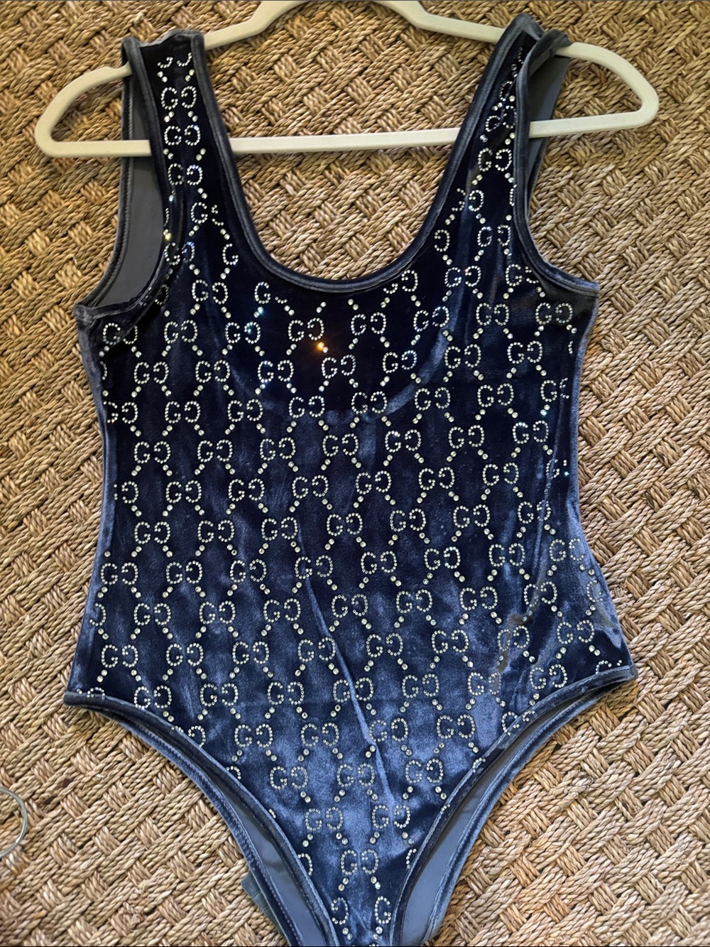 Gucci Navy Glitter Logo Kids One-Piece Swimsuit